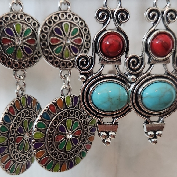 Western Boho Style Mixed Fashion Earring Set - Picture 3 of 4